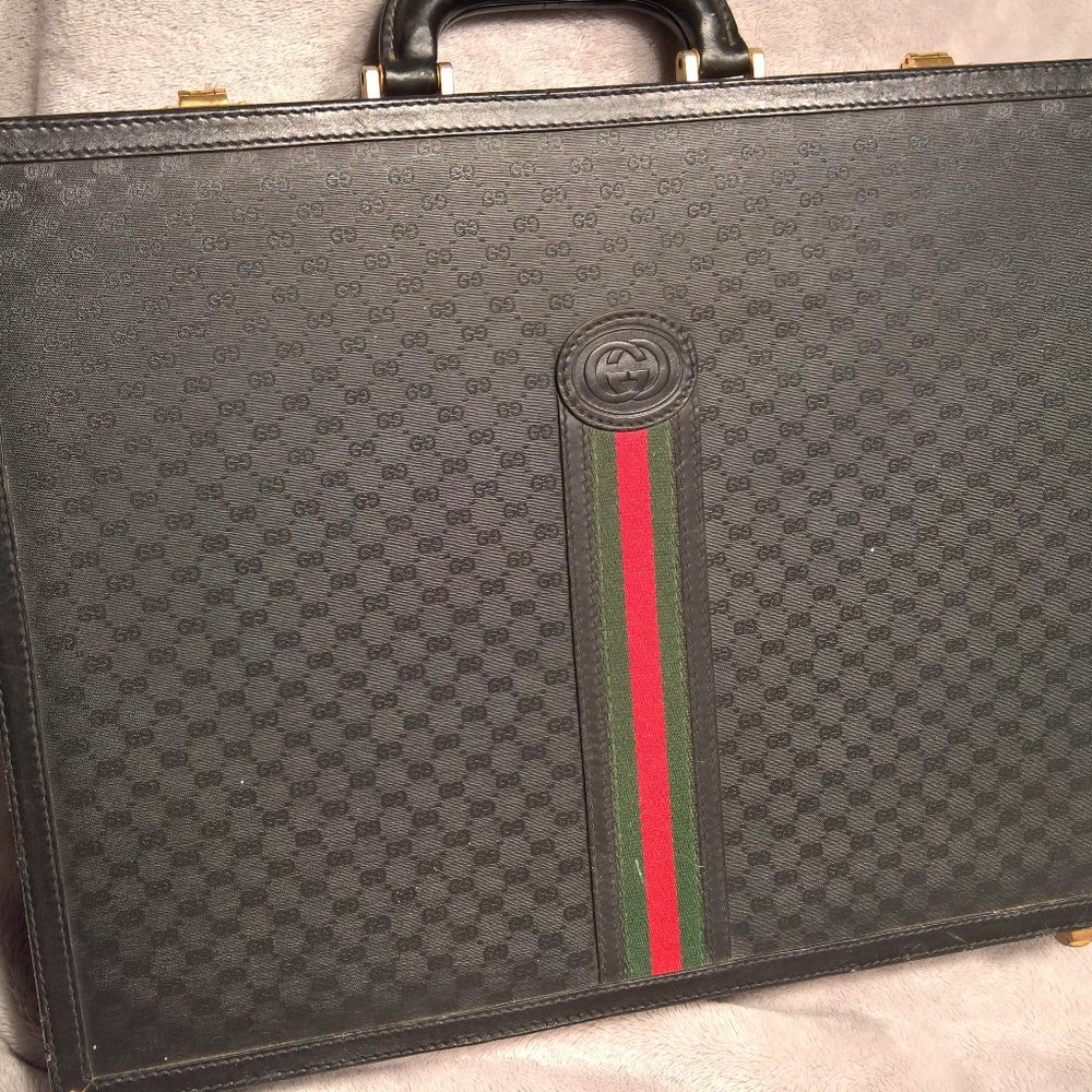 Vintage Black Gucci Briefcase / Laptop / Tote GG